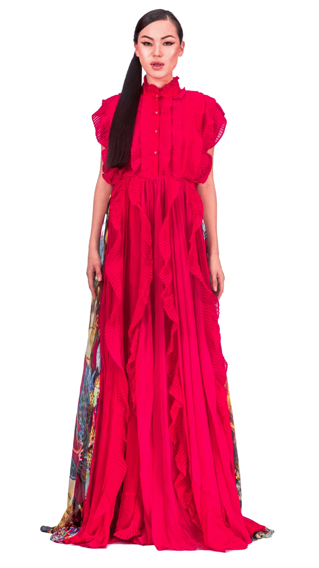 carnation red dress Natalia Long Sleeve Tea Dress-Red, Delicate Carnation